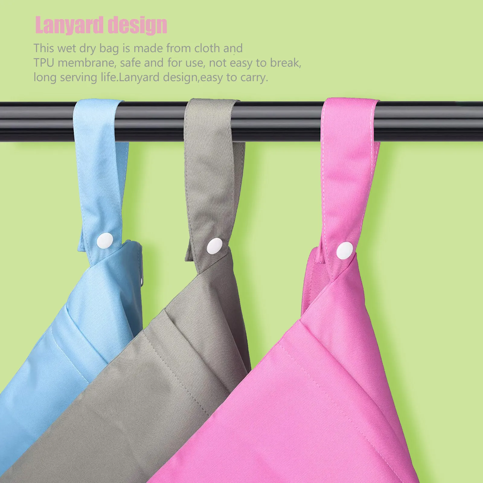 3Pcs Diaper Wet Dry Bags Waterproof Reusable Cloth Diapers Organizer Travel Baby Storage Wet Bag Portable Convenience Pouch