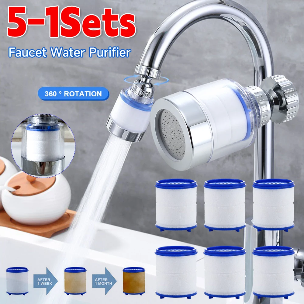 1-5Set Faucet Water Filter Element Remove Chlorine Heavy Metals Filtered Showers Head Bath Filtration Purifier Soften Hard Water