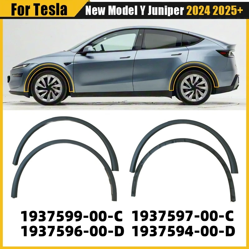 For Tesla New Model Y Juniper 2024 2025+ Front Rear Wheel Eyebrow Molding Fender Flare Mudguards 1937594 1937596 1937599 1937597