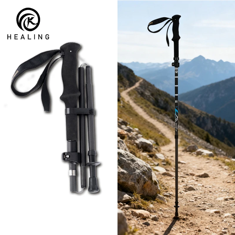 Ultralight Carbon fiber Trekking Poles Walking Sticks Hiking Cane Folding Telescopic Walking Pole Nordic Mountain Climbing Stick