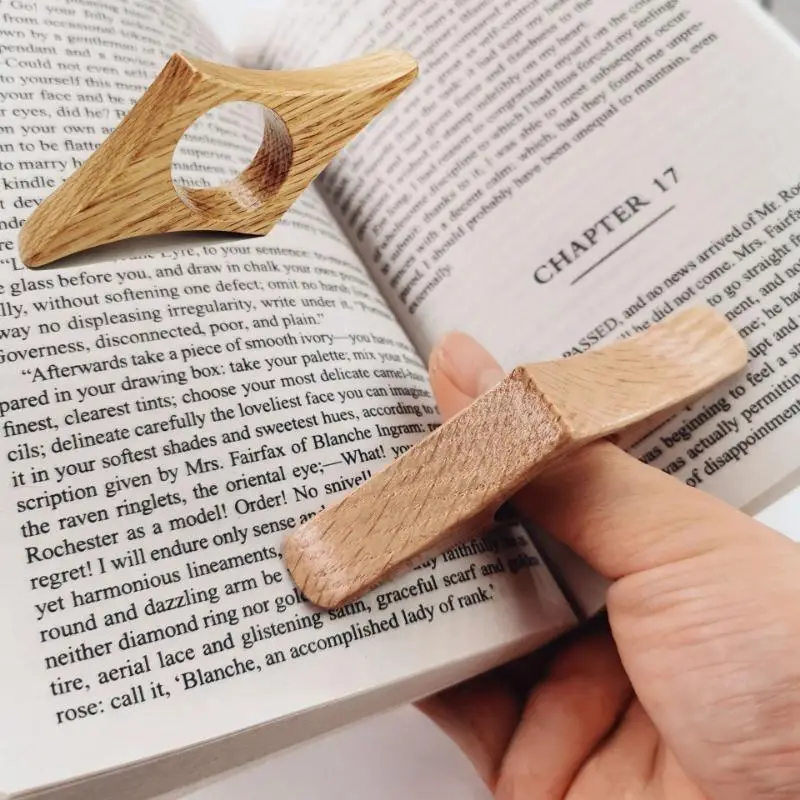One Hand Reading Thumb Book Wooden Thumb Bookmark Support Book Page Holder for Book Lovers Fast DIY Reading Aid Tool SQr03