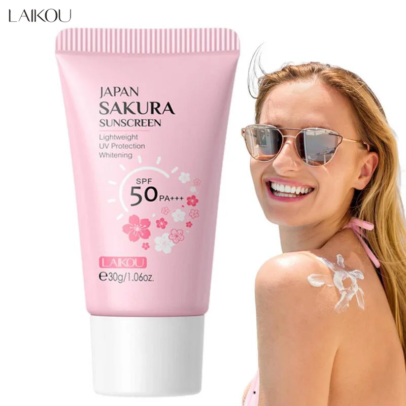 Laikou Sakura Cream Korean Sunscreen Protector Facial Sun Blocker Spf50 Isolation Lotion Moisturizer 30g