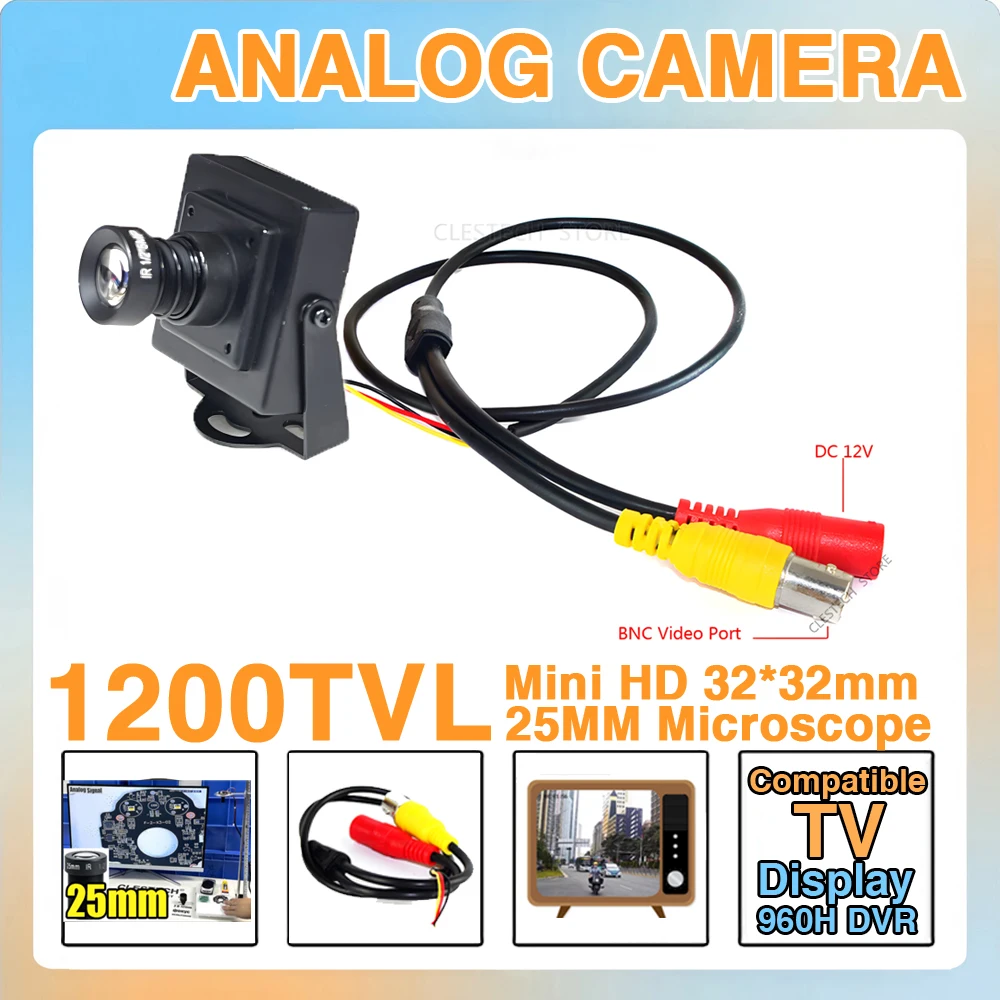 RU Right-Hand Drive Super Small 32*32mm Analog 1200TVL HD Mini CCTV Camera 25mm Long-Focus CVBS Metal Car Overtake Compatible TV