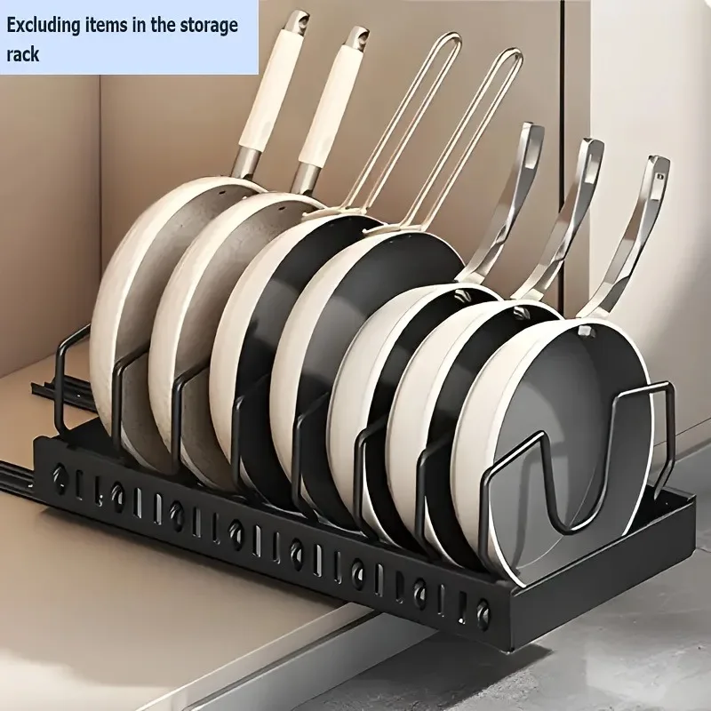 Genius Pull-Out Cabinet Organizer! 8 Adjustable Dividers for Lids, Trays&Utensils-Maximize Sliding Cabinet Space.