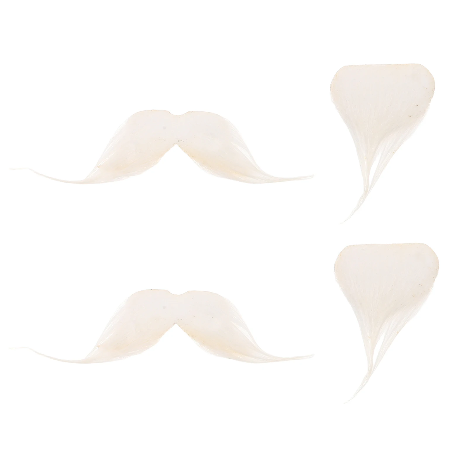 2Sets White Fake Beard and Mustache Kit Realistic Facial Hair for Grandpa Costume Party Performance Old Man Props Holiday Fancy
