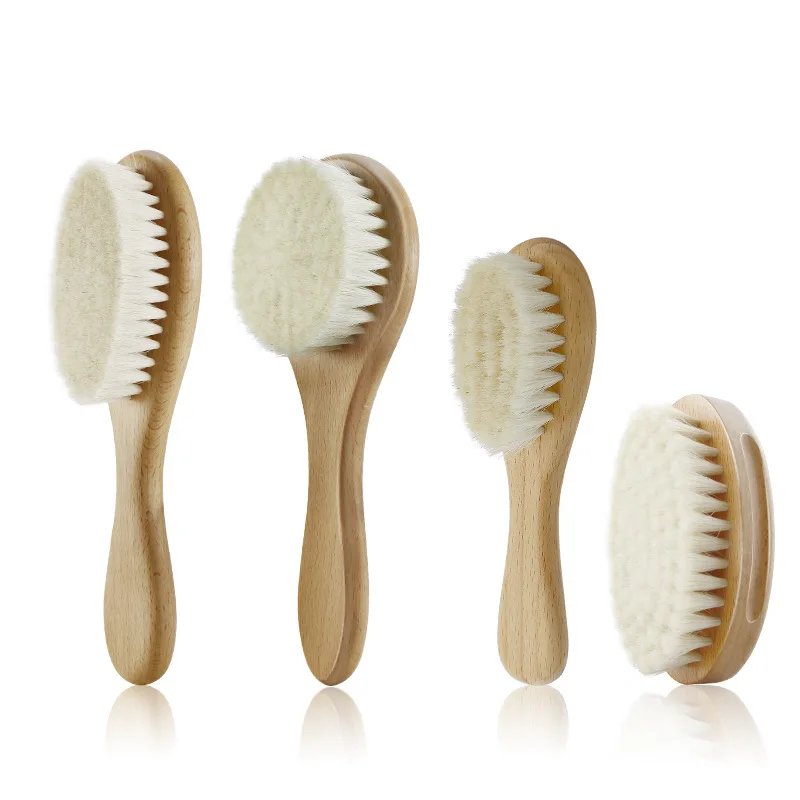 Baby Wood Brush Comb Beech Soft Wool Newborn Comb for Head Massager Baby Cleaning Shower Pure Natur Hairbrush Baby Care