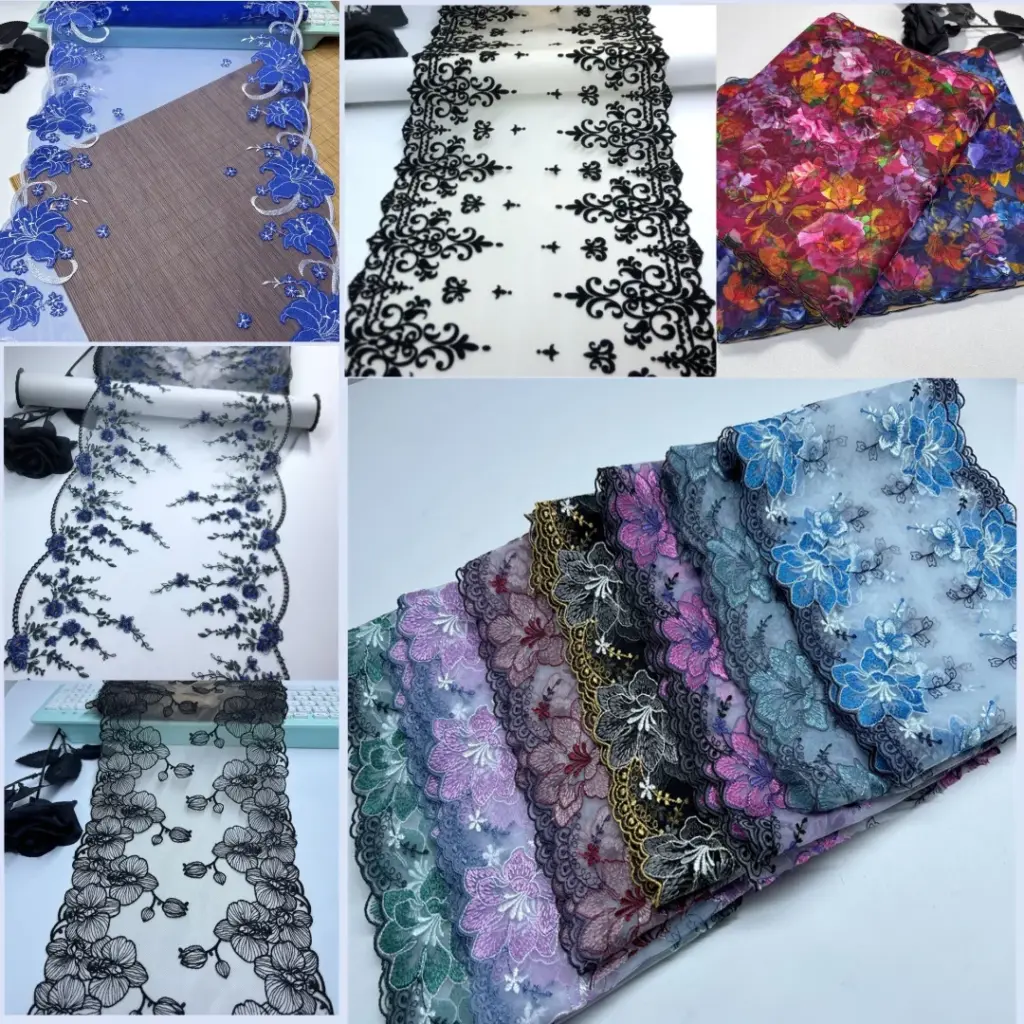 Embroidered Swiss Lace Fabrics DIY Womens Dress Lace Trim Craft Soft Mesh Embroidery Lace for Sewing Accessories