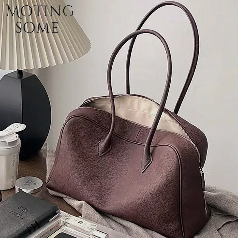 Motingsome First Layer Handbag for Women Togo Cowhide Niche Design Pillow Bag Shoulder Bowling Bag Gunderarm Armpit Bags Boston
