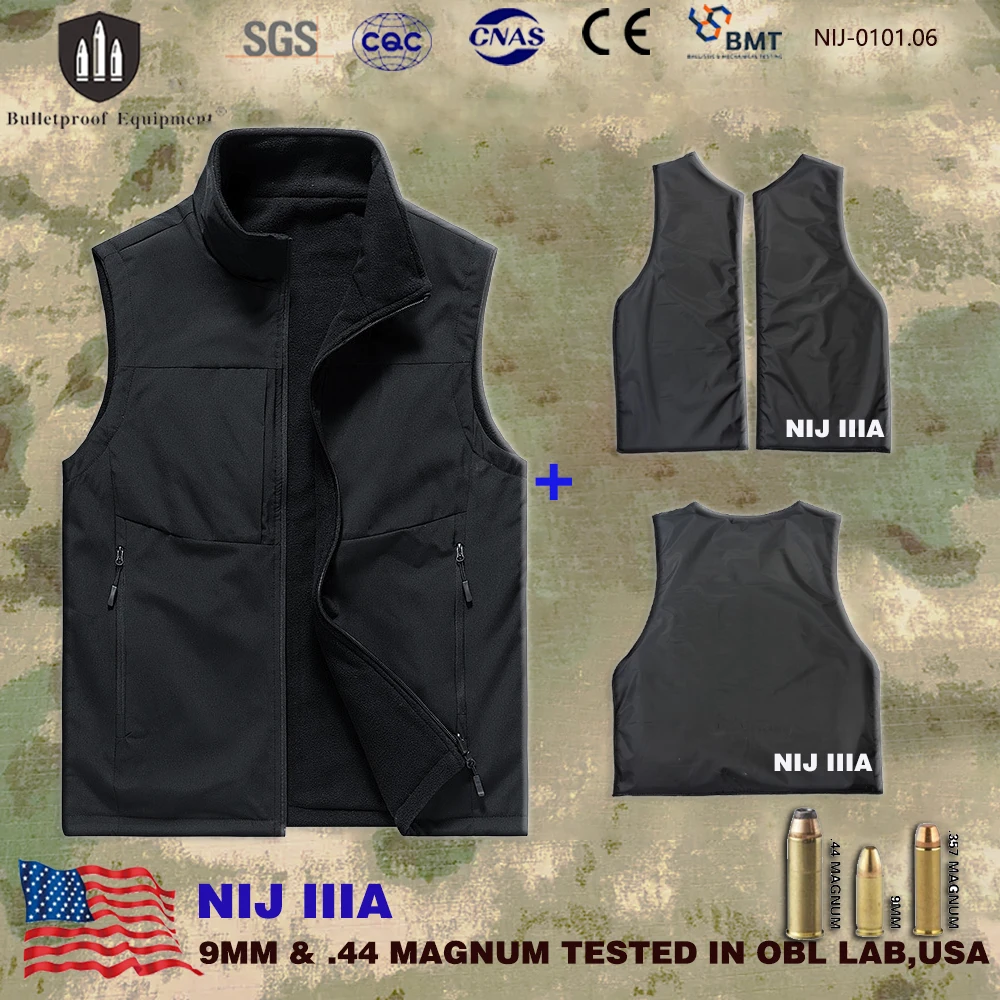 Promotion NIJ IIIA.44mag Soft Armor Vest Dual-Sided Fleece Wearable Bulletproof Vest Outdoor Tactical Body Armor Self-defense