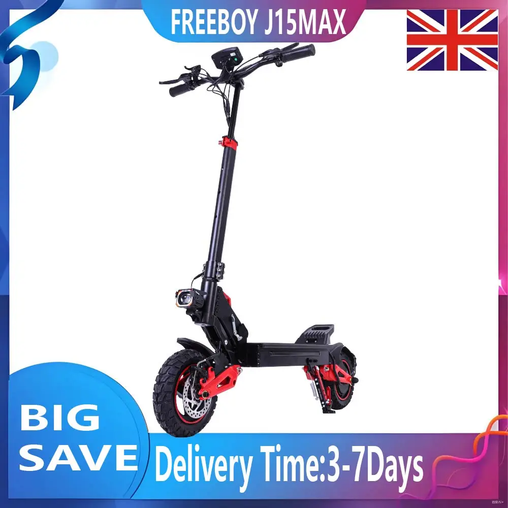 FREEBOY J15 MAX Adult Electric Scooter 1600W Motor 48V 18Ah Folding E-Scooter 10 Fat Tires E-Mountain Scooter
