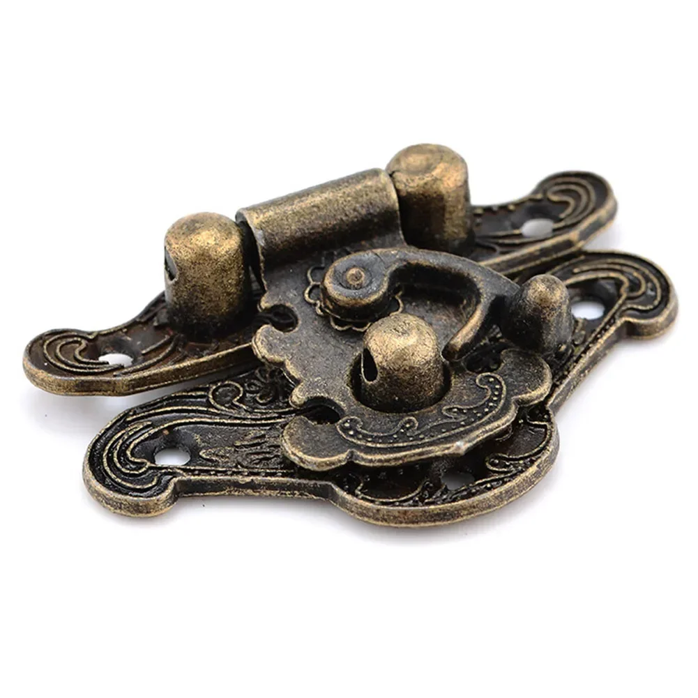 4pcs Wooden Box Latches Buckle Antique Suitcases Luggage Hasp Alloy Wine Box Hinge Buckle Decoration Hardware Accessories
