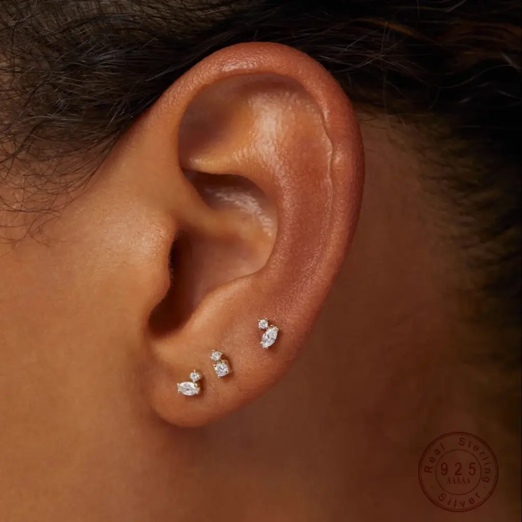 925 Sterling Silver Electroplated 18K Gold IMini zircon geometry earrimg for Women Fashionable Simple Daily Jewelry Matching