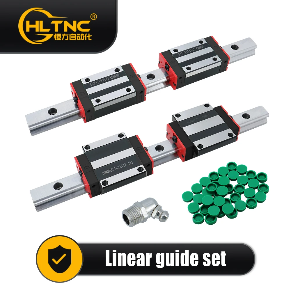 2pc HGR15 HGR20 Square Linear Guide Rail 200mm-1500mm + 4pc HGH15CA HGW15CC HGH20CA HGW20CC For CNC Router Engraving