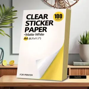 100 sheets of A4 printable matte white vinyl paper, compatible with inkjet and laser printers, self-adhesive paper.