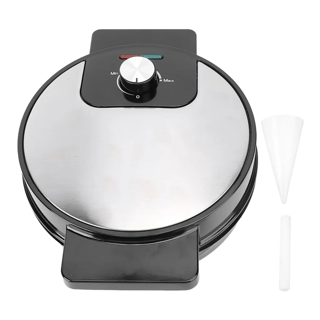 Waffle Cone Maker Infinite Temperature Adjustment Fast Heating Non Stick Ice Cream Cone Maker Easy to Clean Pancake Machine
