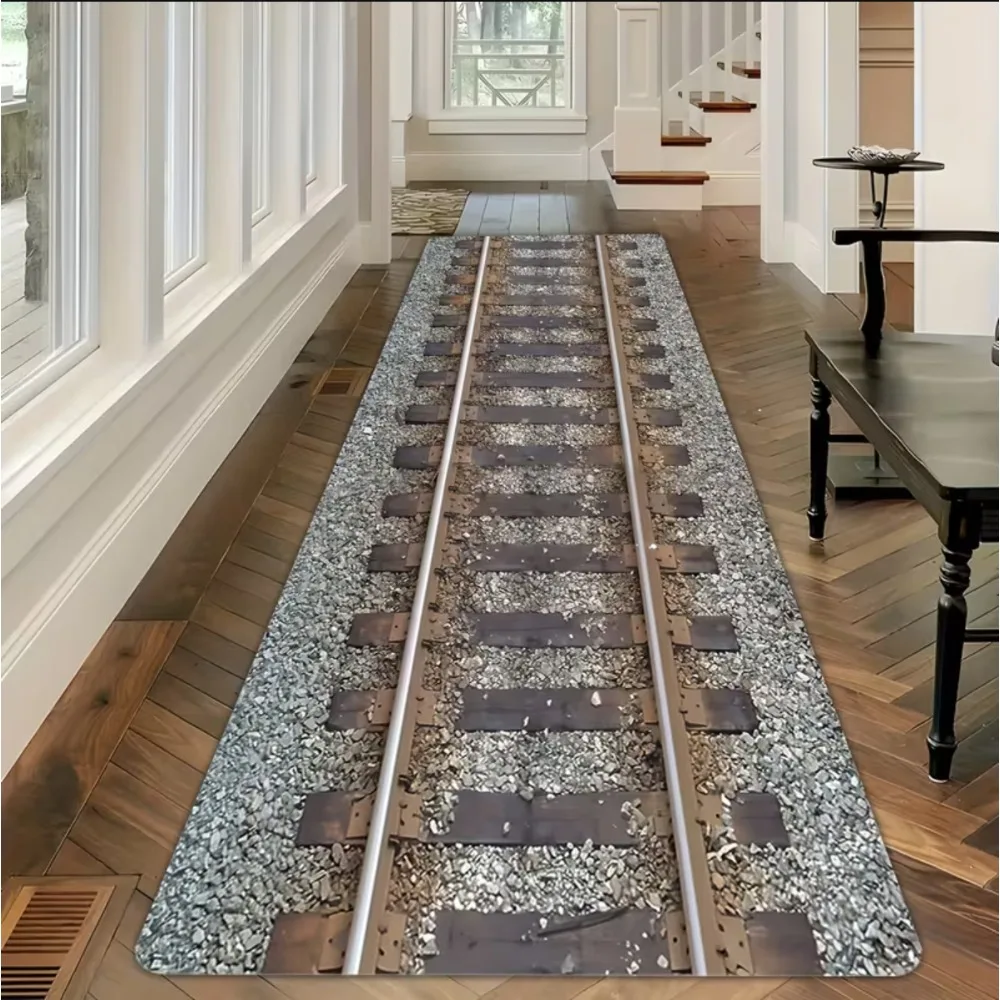 Train Track Themed Carpet Is Anti Slip Easy To Clean and Durable Perfect for Home Kitchens Corridors or Vacation Homes Rugs Mat