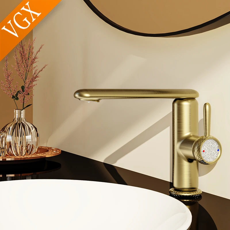 VGX Luxury Bathroom Faucets Basin Mixer Sink Faucet Gourmet Washbasin Tapware Hot Cold Water Tap Brass Chrome Black Brushed Gold