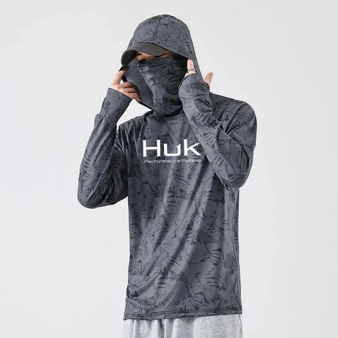 Men's Fishing hooded sweatshirt Fishing UV protection hoodie Camiseta De Pesca clothing hooded top grey white