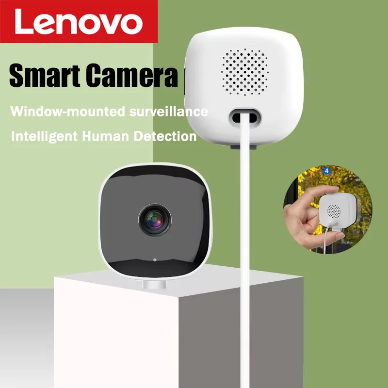 Lenovo Window-Mounted Surveillance Camera WiFi Remote Monitoring via Smartphone 30W Window-Mounted Card Camera Night Vision HD