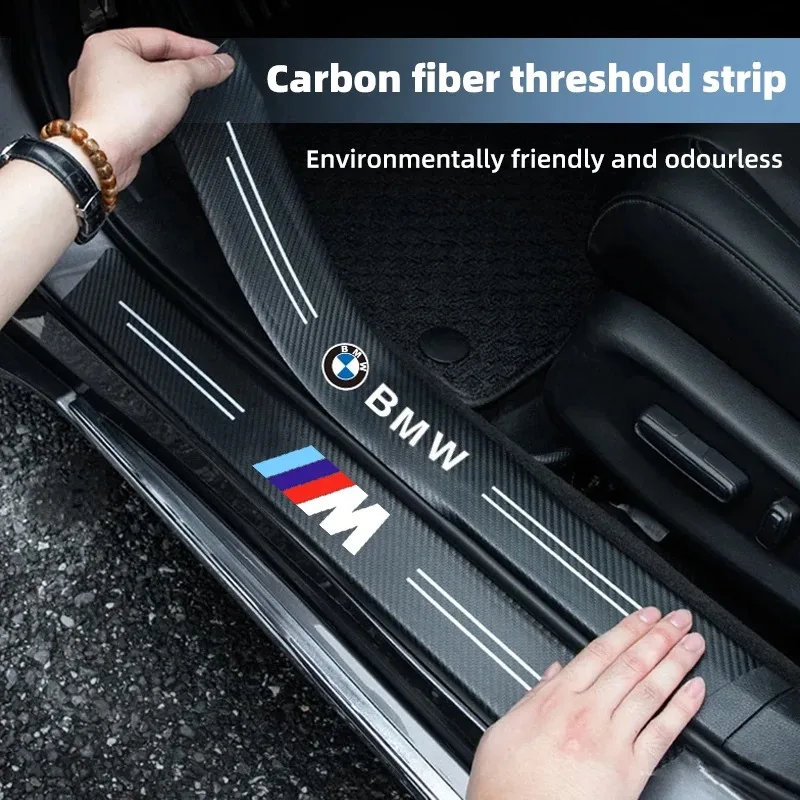 Carbon Fiber Car Door Sill Protector Stickers For BMW M E46 E90 E60 F30 E39 F10 F20 E87 E36 F20 F30 1 2 3 5 7 Series X1 X3 X5 X7