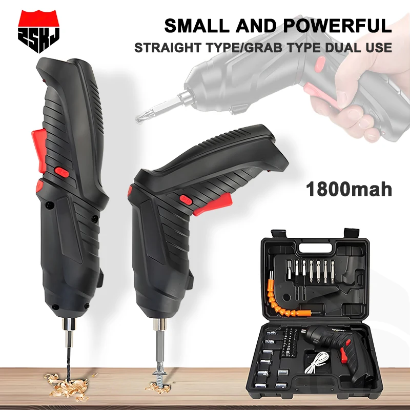 47PCS 3.6v Cordless Screwdriver Set with Rechargeable Lithium Battery Household Electric Drill Tool Kit for Maintenance Repair