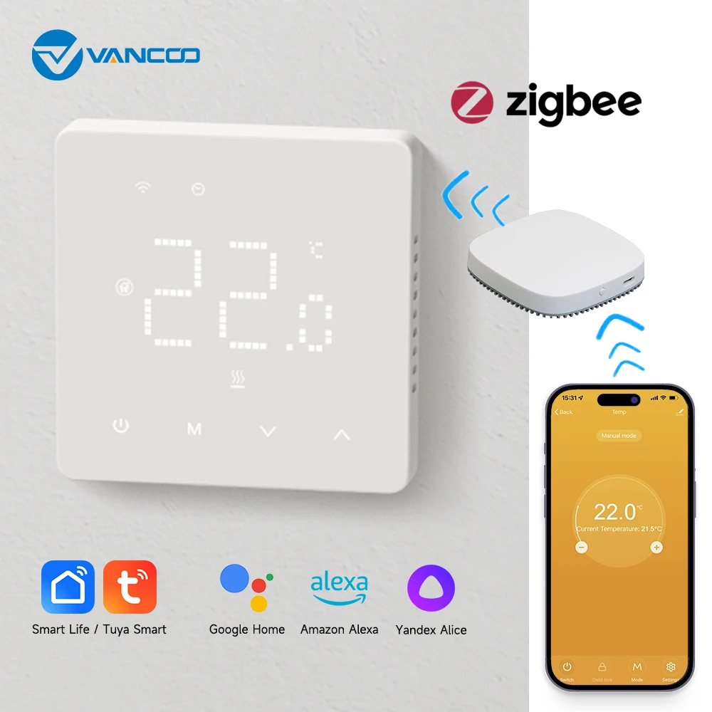 Zigbee Thermostat Tuya WiFi Room Temperature Controller of Water/Electric Floor Heating Gas Boiler Works with Alexa Google Home