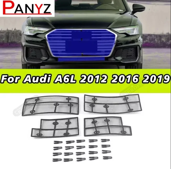 For Audi A6L 2016 2012 2019 Exterior Car Insect Screening Mesh Front Grille Net Styling Racing Grills Decorative panel