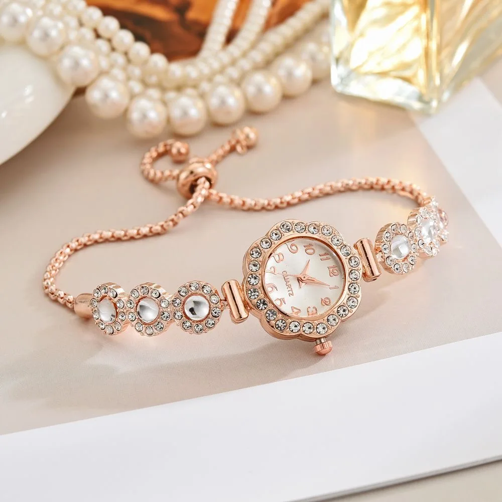 Elegant Rhinestone Bracelet Strap Women Watches Fashion Ladies Arabic Dial Analog Quartz Watch Reloj Mujer (Without Box)
