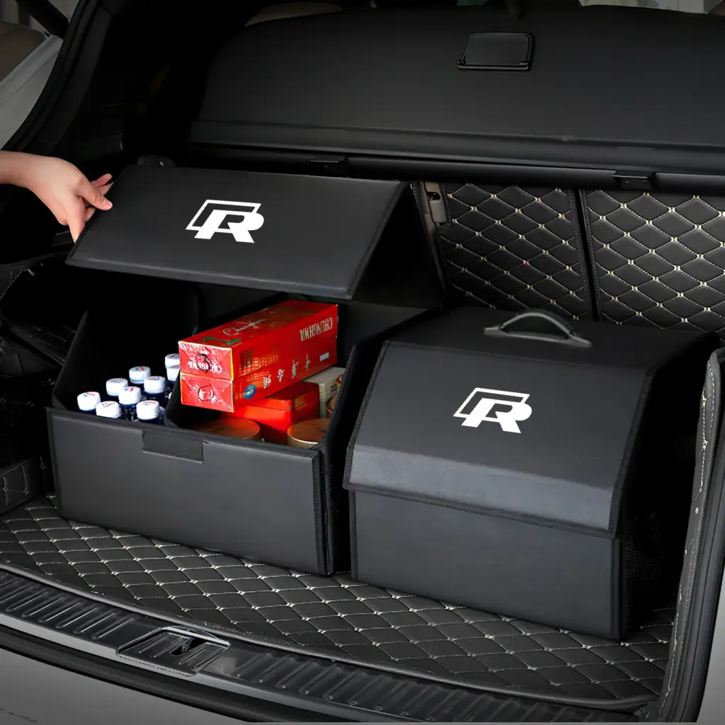Car Trunk Storage Bag Leather Camping Box Collapsible For VW GTI Polo Golf Passat Scirocco Tiguan Jetta T-ROC Touareg Touran CC