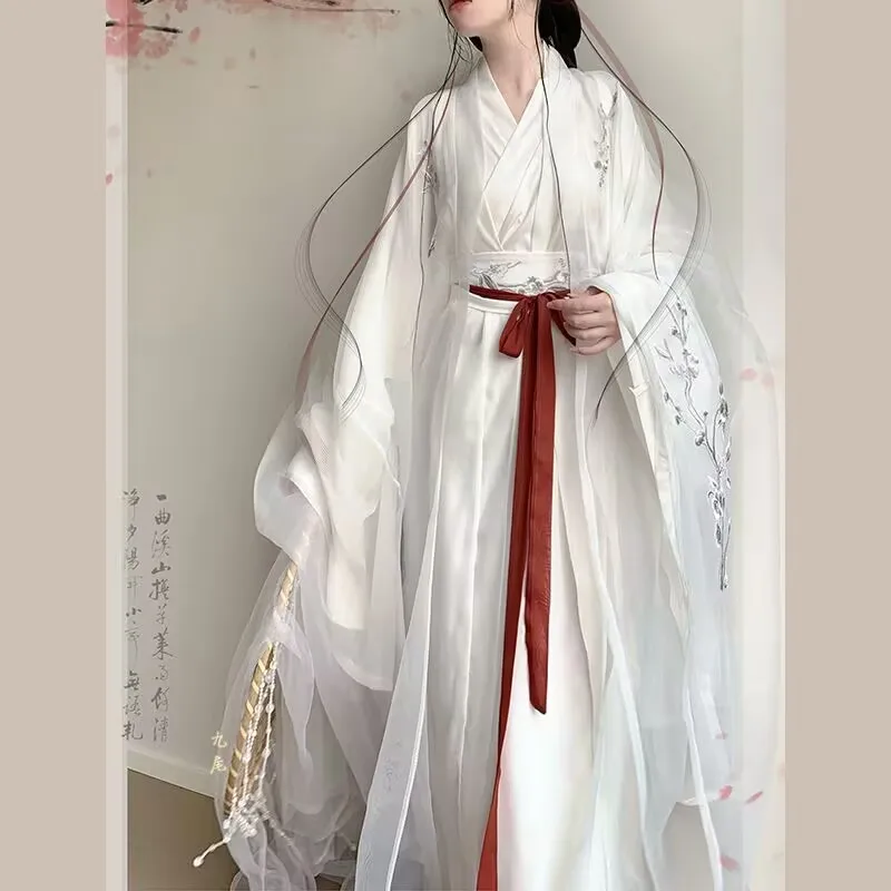 Chinese Hanfu Dress Women Ancient Traditional Cosplay Costume Vintage Birthday Party Hanfu Outfits White&red