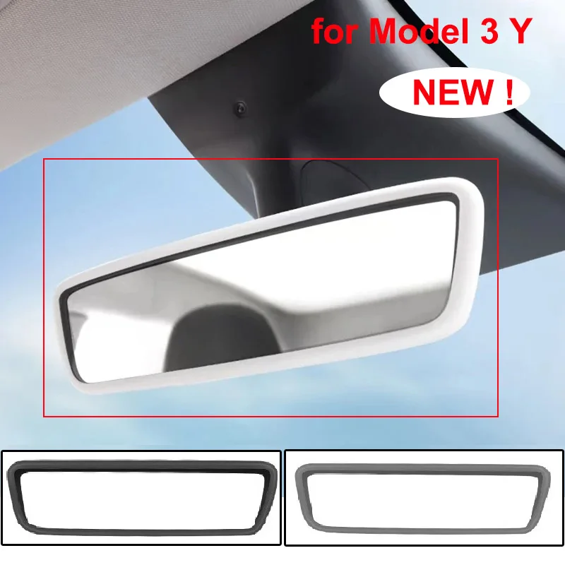 Rear View Mirror Protector Frame Cover For Tesla Model 3 Y Center Console Rearview Protector Trim Silicone Case Car Accessories