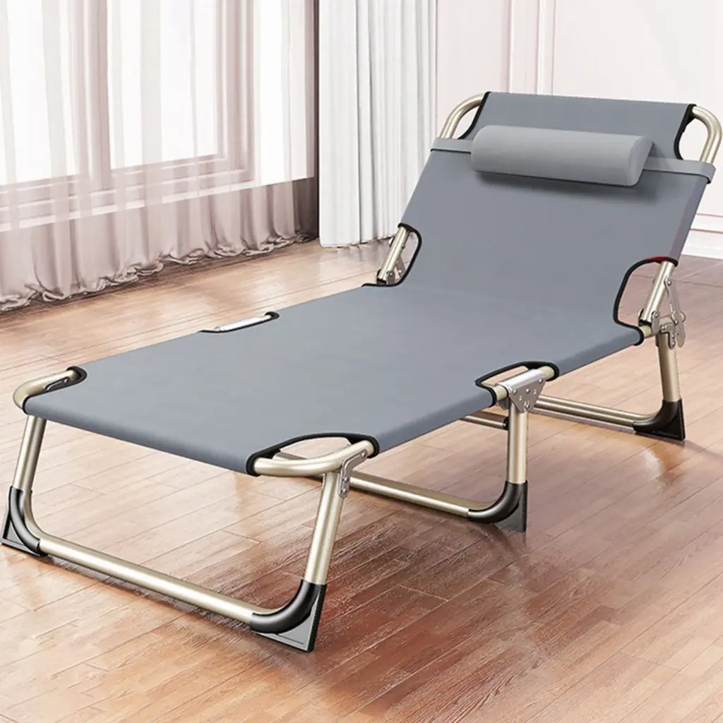 Folding Bed Single Person Folding Reclining Lounger for Camping Office Lunch Break Outdoor Emergency