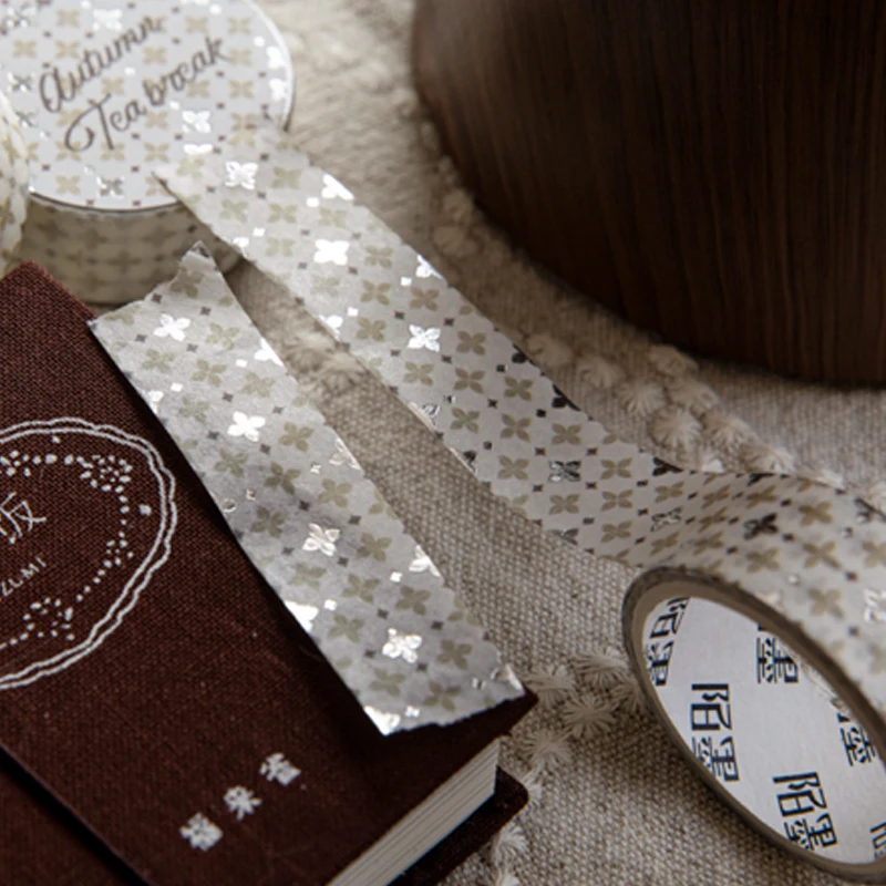 Mr. Paper Color Tiles Washi Tape 3-Roll, Silver Foil on Washi Craft, Geometric Collage Journal Decor, Creative Theme Stationary