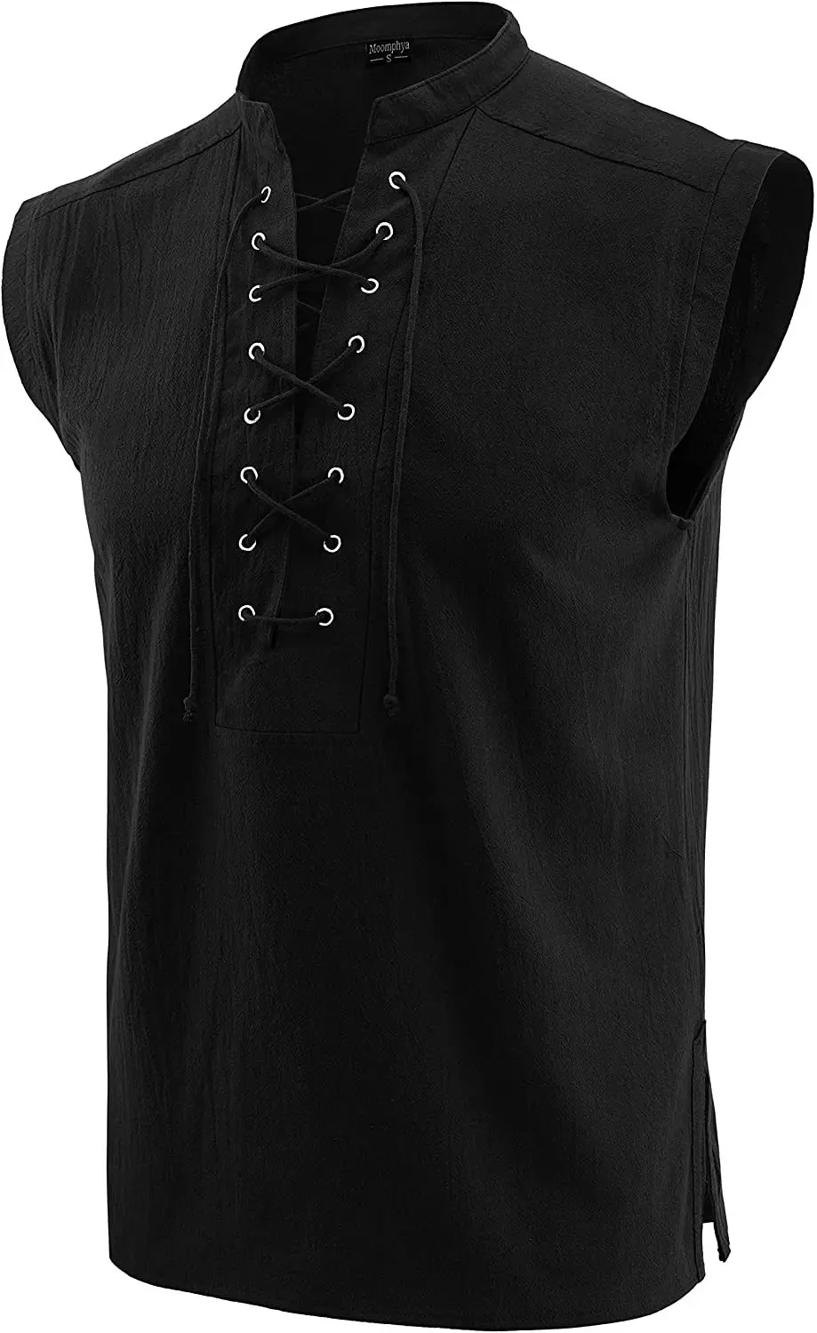 Sleeveless Tank Top Men Men'S Medieval Clothing Sleeveless Tie Stand C Ollar Shirt Vest Gothic Fashion Playeras Para Hombres