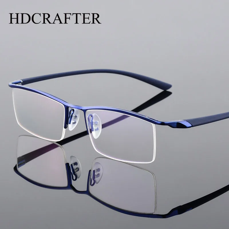HDCRAFTER Half Rim Titanium Metal Prescription Glasses Frame for Men Eyeglasses Optical Eyewear Man Spectacles Frame Rimless