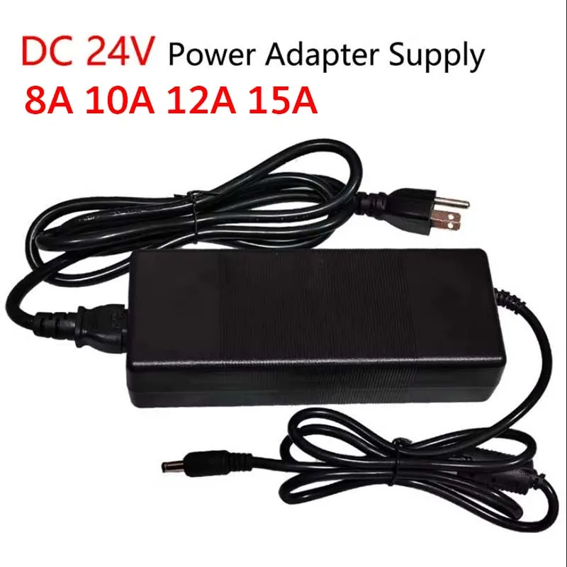 AC/DC 110V~220V To 24V Switching Power Supply 8A 10A 12A 15A Lighting Transformer 90 Degree Connector For LED Light CCTV Camera