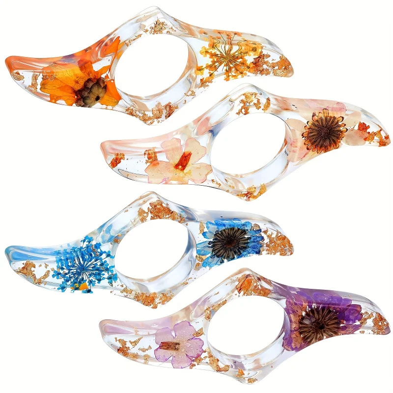 1/3 Pcs Dried Flower Resin Book Page Holders Colorful Thumb Rings Book Page Holders Clear Book Page Holders Bookmarks