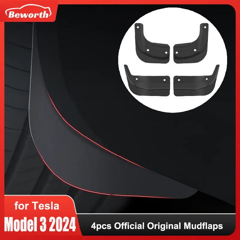 Mud Flaps for Tesla Model 3 Highland 2024 Mudguard Official Original Front Rear Wheel Fenders Splash Guards Model3 Accessories