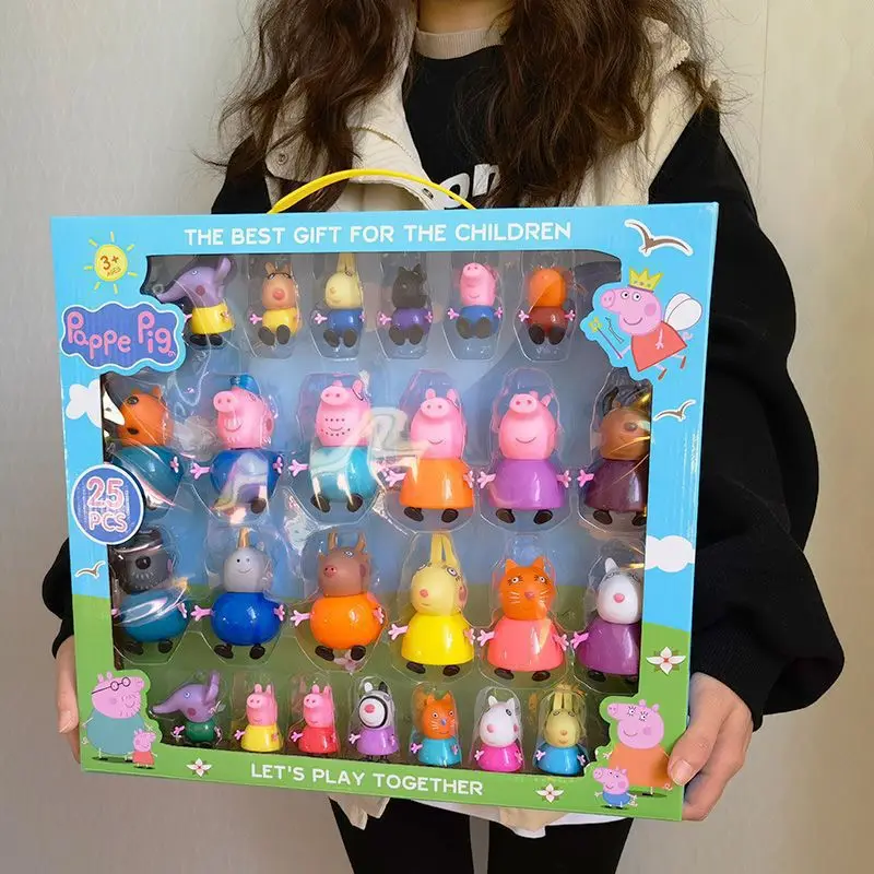 Peppa Pig, a girl, four people, toy doll, boy and children's suit