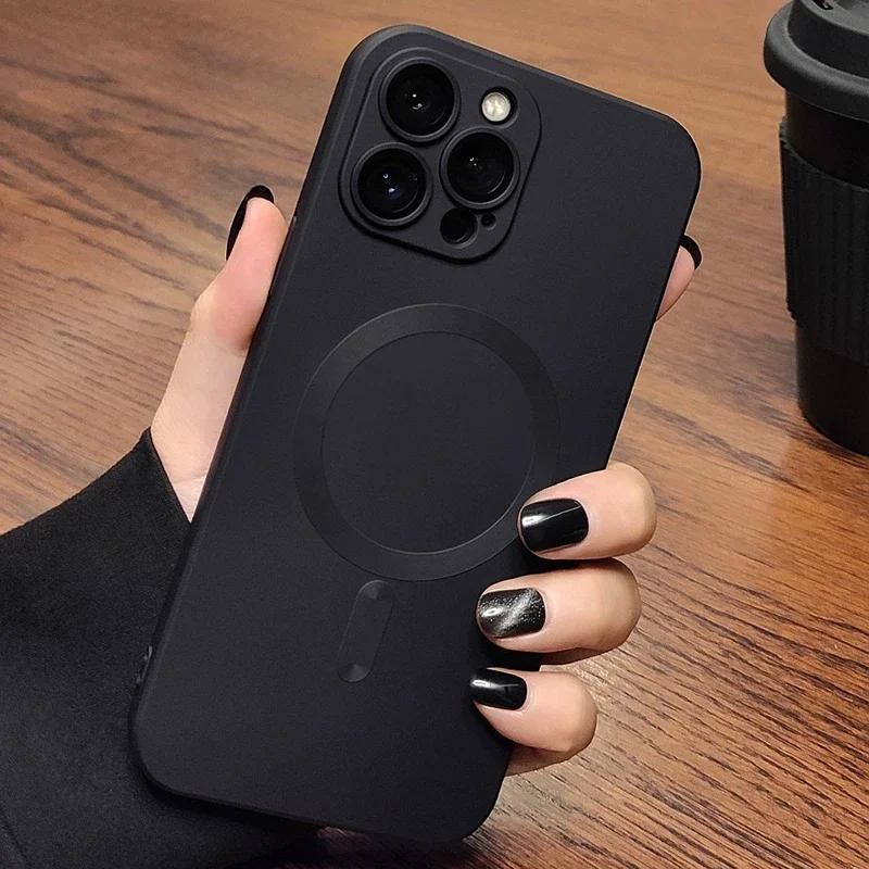 Luxury Soft Magsafe Silicone Matte Phone Case For iPhone 11 12 13 14 15 16 Pro Max Plus Magnetic Bumper Back Cases Cover