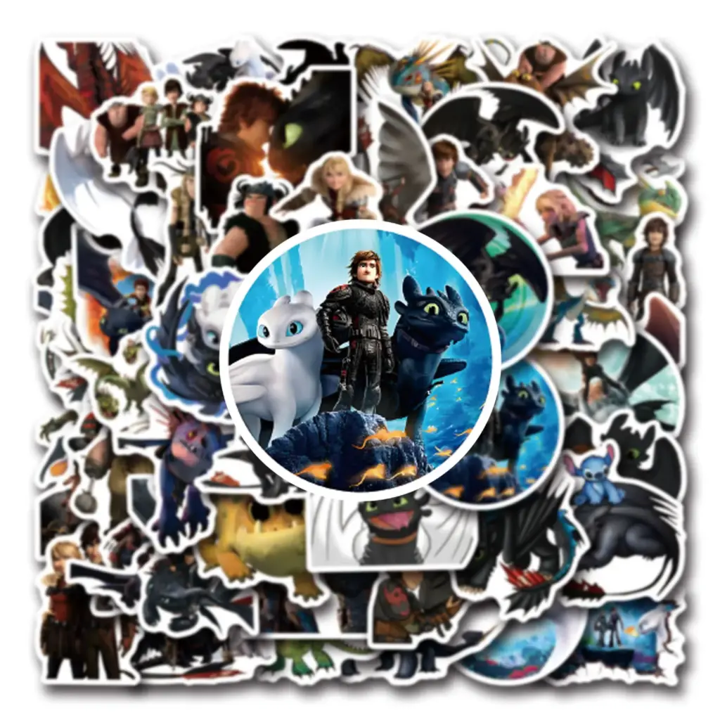 50pcs Cartoon Animation How To Train Your Dragon Decorative Luggage Phone Case Water Cup Waterproof Sticker
