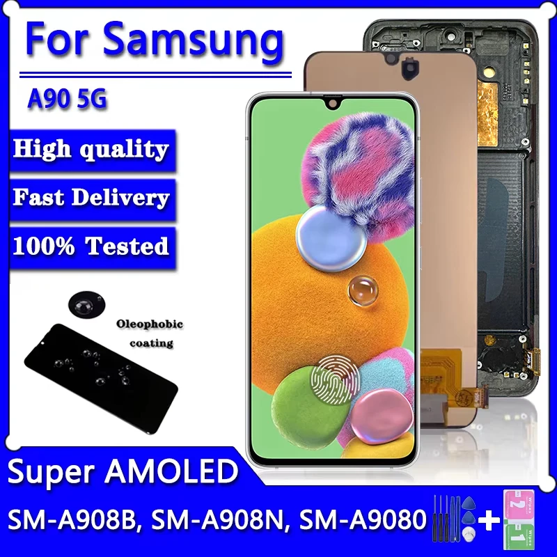 6.7"Super AMOLED For Samsung A90 5G LCD Display Touch Screen Assembly SM-A908B SM-A908N SM-A9080 Display Replacment