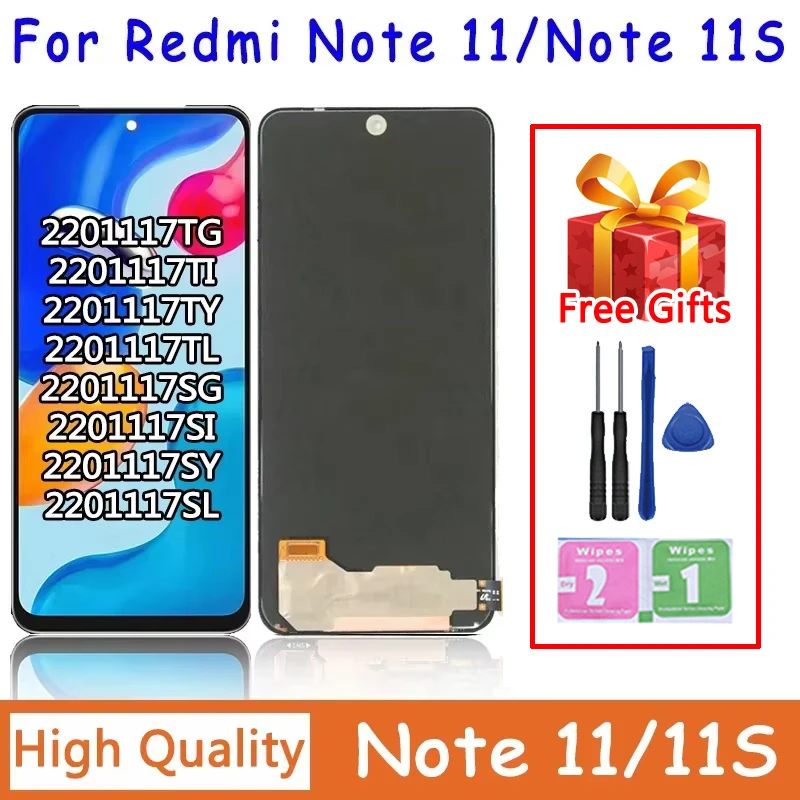 Test For Xiaomi Redmi Note 11 Display Note11 2201117TG Screen Touch Glass Digitizer For Redmi Note 11S LCD With Frame