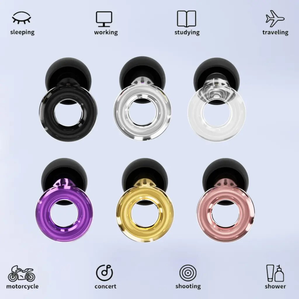 HUAK Reusable High-Fidelity Ear Plugs - 8 Ear Tips in XS/S/M/L - Concerts & Festivals, Live Events, Musicians, DJs