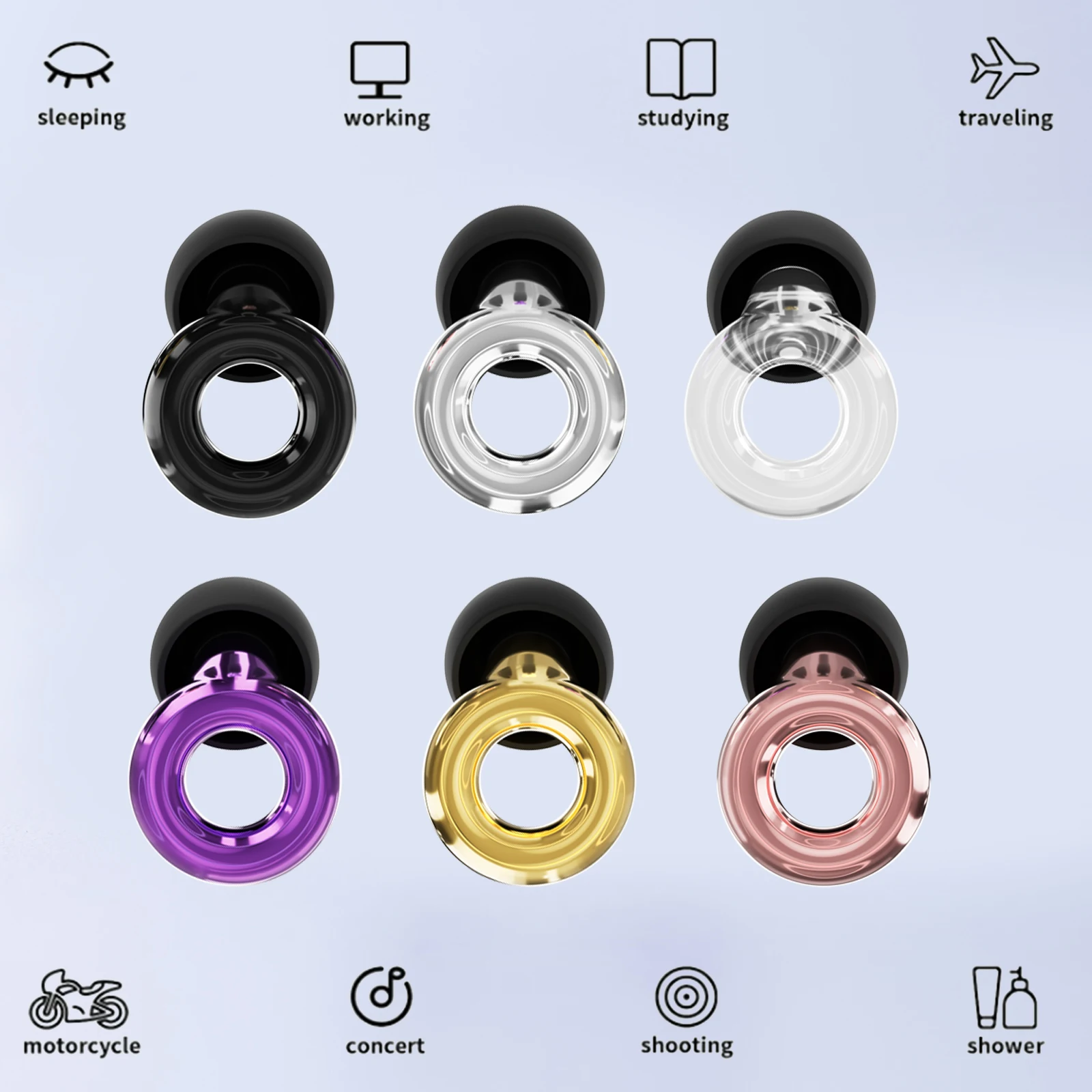 HUAK Reusable High-Fidelity Ear Plugs - 8 Ear Tips in XS/S/M/L - Concerts & Festivals, Live Events, Musicians, DJs