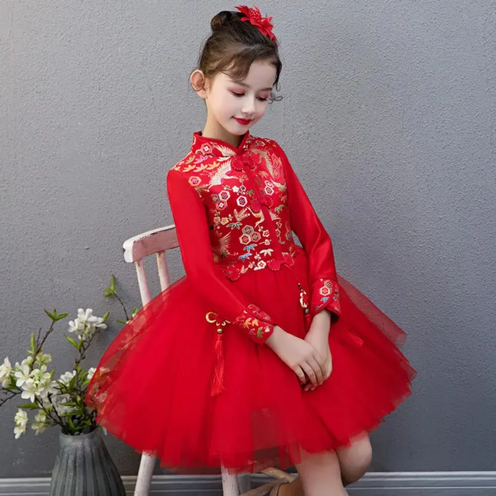 Party Cosplay Performance Costumes Cheongsam Dress Chinese Dress Qipao Children Clothing Ethnic Style Girl New Year Kids Clothes