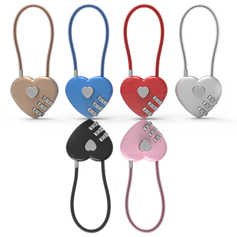Heart Sheape Combination Lock for Locker Cable Lock with Code Padlock Combination for Luggage Suitcase Gym Locker Travel Safe