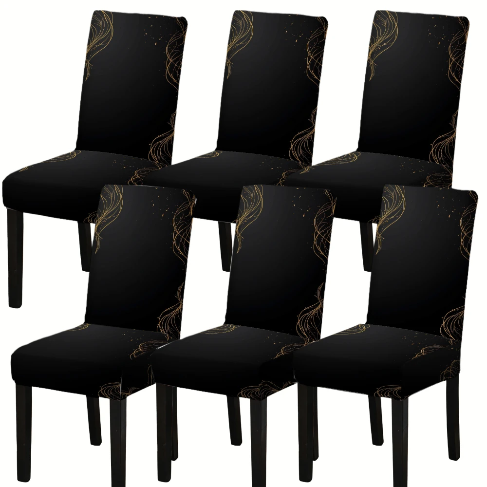 4/6pcs Dining chair cover Set of 6 Black Stretchable Seat Covers for Dining Room Kitchen Hotel Restaurant Decorative Protector