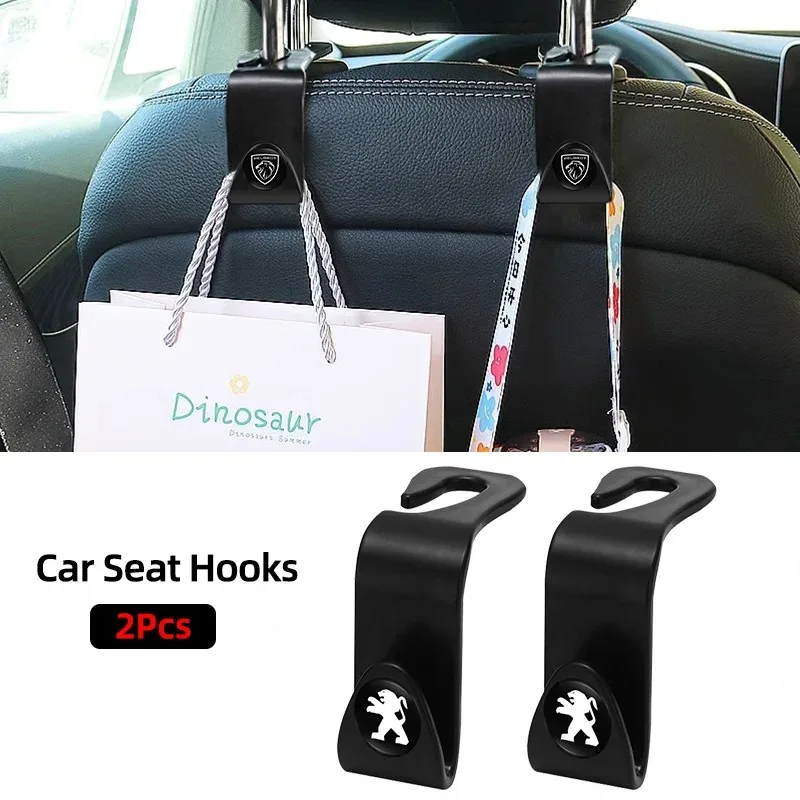 2Pcs Portable Car Seat Back Hooks Accessories For Peugeot 408 4008 308 3008 Rifter 5008 508 2008 208 301 RCZ 407 108 608 107 206