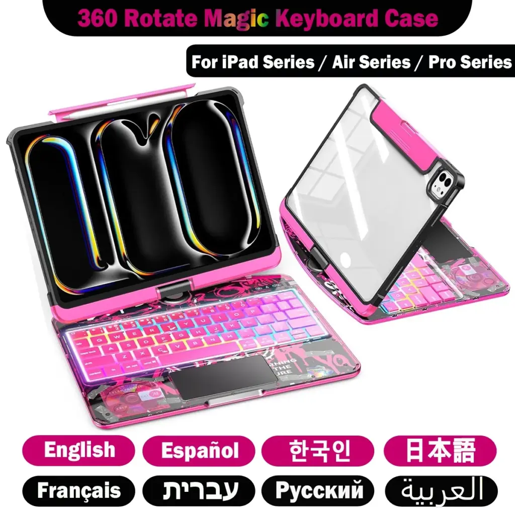 Wireless Bluetooth Rotatable Magic Keyboard For iPad Air 11 13 6th Air 5 4 iPad 11 A16 10th Case For iPad Pro 11 13 M4 Pro 12.9